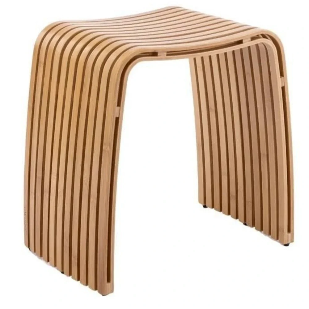 Bamboo Shower Bench Non-Slip Shower Stool Waterproof Bathroom Stool